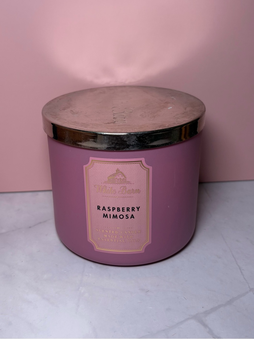 🩷 White Barn Raspberry Mimosa Scented 3-wick Candle
